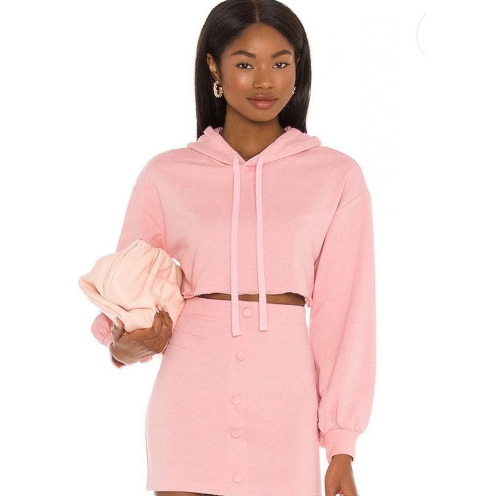 Camila Coelho Laurell Crop Hoodie in Mauve nwt size XXS